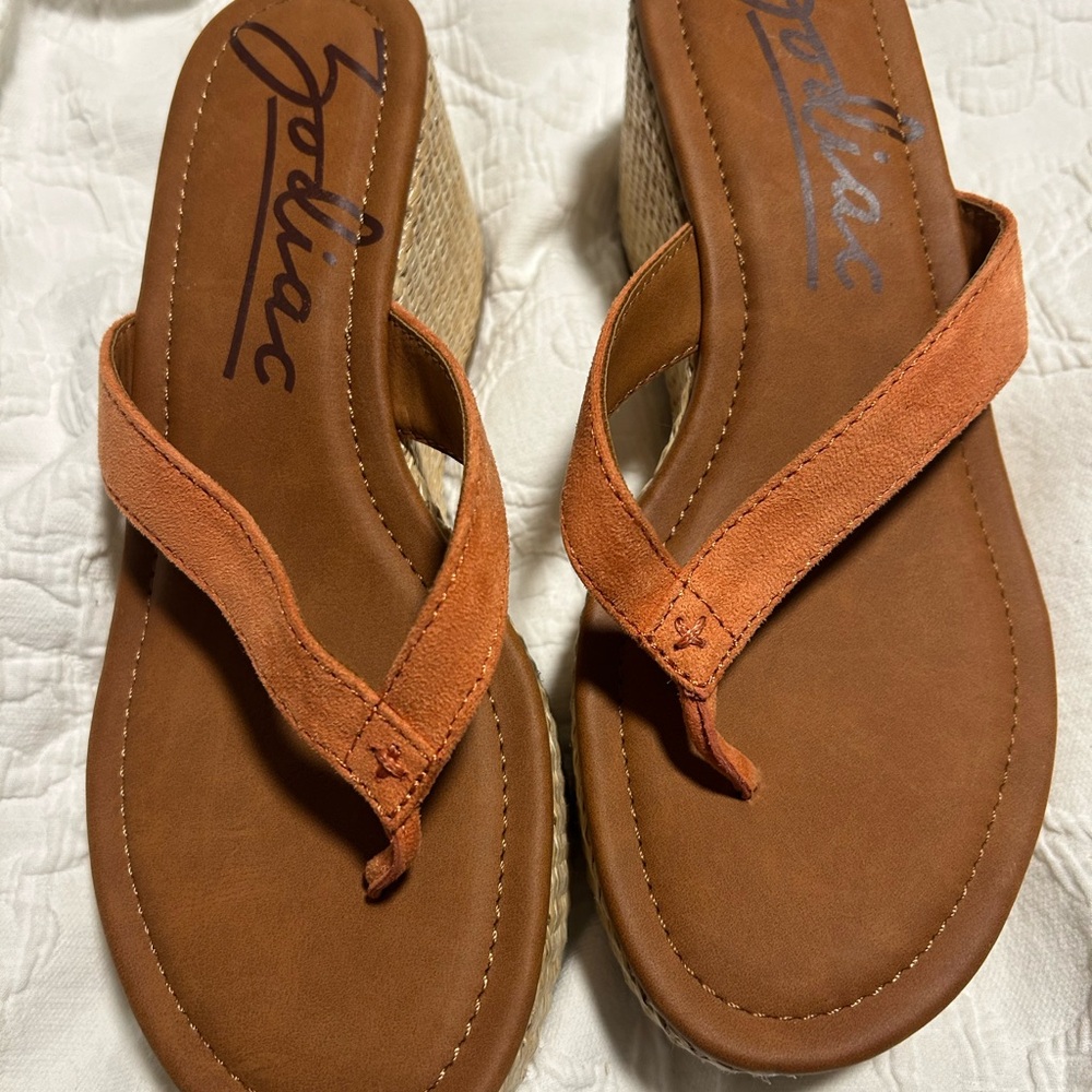 Zodiac Orange and Brown Platform Sandals
